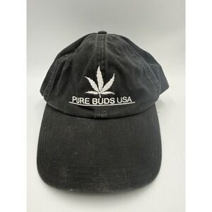 Alternative Apparel Pure Buds USA Black‎ Cotton Dad Hat Cannabis Leaf Strapback